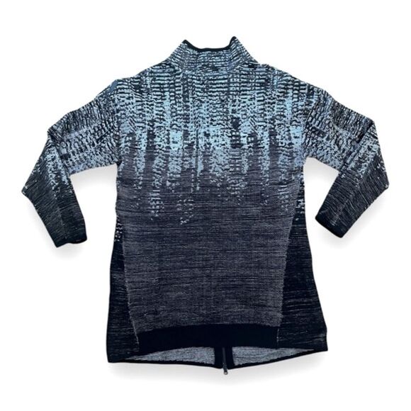 Adidas Womens Z.N.E Pulse Sweater Jacket Knit Wool Blend Ombre Grey Black Large - Picture 2 of 8